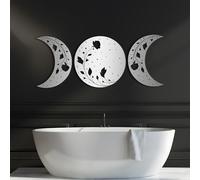 Metal Wall Art, Moon Phases, Ramadan Moon, 3 Piece Moon Wall Decor, Moon Phase Wall Decor, Geometric, For Living Room, Space Home Decoraition (Silver, 66"X28"|167X70Cm)