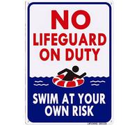 Metal Wall Art No Lifeguard On Duty Swim At Your Own Risk Pool Rules Safety Outdoor, 5.5x8 Inch Aluminum, Fade Resistant Wall Decor