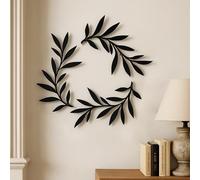 Metal Wall Art Olive Branch Decor, 15.35x12.2 Inch, 3 Piece Set with Mounting Tools, Black Modern Decorative Leaves for Bathroom, Bedroom, Living Room, Bar
