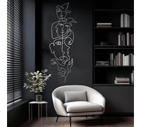 Metal Wall Art Picasso Faces Abstract Faces Picasso Wall Decor Minimalist Abstract Line Wall Decor Modern Wall Hanging for Living Room (Silver 24"x8"/60x21cm)