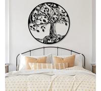 Metal Wall Art, Round Decor, Round, Decor for Home Bedroom, Decor, (24" x 24" / 60x60cm, Black)