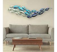 Metal Wall Art Sculpture, Ocean Fish Home Decorations, Handmade 3D Decor for Living Room, 47 x 11.8 Inches