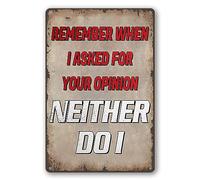 Metal wall art sign - remember when i asked for your opinion - red - home decor For Home Bathroom Restaurants Kitchen Garden Cave Garage Office Bar Cafe 8×12 INCH