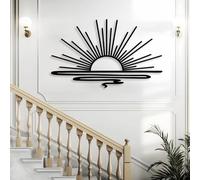 Metal Wall Art Sun Decor Sunrise Sign Boho Sun Minimalist Abstract Sunset Sunrise work Beach Signs for Home Living Room Decor Housewarming Gift (Black 35"x22" | 90x56cm)