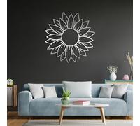 Metal Wall Art Sunflower Art, Modern Floral, Silver, 18"x18"