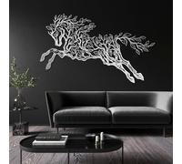 Metal Wall Art Tree Horse Horse Decor Abstract Large Animal Hanging Tree & Leaf Sculpture work Modern Home Hanging Farmhouse Decor Housewarming Gift (Silver 16"x30"|40x76
