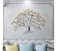 Metal Wall Art Tree Sculpture, Elegant Home Decor for Living Room and Bedroom, Handcrafted Leaf Design