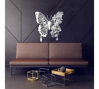 Metal Wall Art Unique Butterfly Design, Metal Artwork Decoration Housewarming Gift, Modern Art Sculpture Home Decor for Living Room, Bedroom Hallway and Stairs (White 35L x 33W)