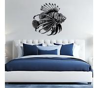 Metal Wall Art Wall Decor Lionfish, Fish, Ocean Decor, Tropical Fish Decor, Coastal Sign, Nautical Decortion for Living Room, Bedroom, Bathroom (Black, 24"x 23"| 62x59cm)