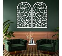 Metal Wall Art Wall Decor Scroll Decor,Window Arch,Rustic Farmhouse Style With Medallion Scroll Design for Living Room, Bathroom, Bedroom(White,30x17inch/76x43cm x2pcs)