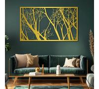 Metal Wall Art Wall Decor Tree Branch, Tree Branch Decor, Minimalist Nature Decor, Forest for Living Room(Gold,59" W x 35" H / 150 x 89 cm)