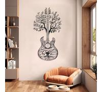 Metal Wall Art Wall Decor Tree of Life Guitar, Tree Guitar Decor, Music, Music & Nature for Living Room, Bedroom, Studio (Black,30" H x 16" W / 76 x 40 cm)