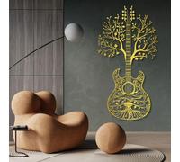 Metal Wall Art Wall Decor Tree of Life Guitar, Tree Guitar Decor, Music, Music & Nature for Living Room, Bedroom, Studio (Gold,59" H x 31" W / 150 x 80 cm)