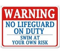Metal Wall Art Warning No Lifeguard On Duty Swim At Your Own Risk Pool Sign For Pool Rules Safety Funny Decor Outdoor Aluminum Gift For Women, Men 8x12 Inch