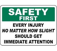 Metal Wall Art Warning Sign Safety Priority Every Injury Should Get Immediate Attention Aluminum Safety For Home Commercial And Driveway Alerts Gift For Women Men 5.5x8 Inch