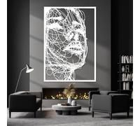 Metal Wall Art Woman Design, Metal Wall Art Feminine Line, Abstract Art for Living Room for Living Room, Bedroom, Hallway and Stairs Nature Home Decor Gift(White, 29x41in|73x105cm)