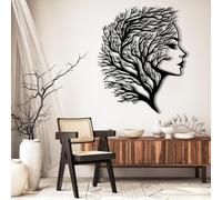 Metal Wall Artwall Decorblack Abstract Face Tree Branch Modern Bedroom Face Work Decoration Modern Sculpture For Living Room Bedroom Hallway And Stairs Nature Home (