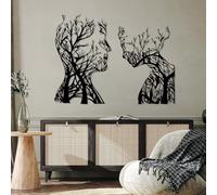 Metal Wall Artwall Decorblack Abstract Face Tree Human Face Bird Work Face Work Decoration Modern Sculpture For Living Room Bedroom Hallway And Stairs Nature Home (Bl