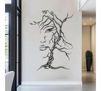Metal Wall Artwall Decorblack Abstract Face Tree Minimalist Woman Modern Line Face Work Decoration Modern Sculpture For Living Room Bedroom Hallway And Stairs Nature Home
