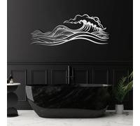 Metal Wall Artwall Decorblack Abstract Ocean Wave Coastal Wave Work Decoration Modern Sculpture For Living Room Bedroom Hallway And Stairs (Silve