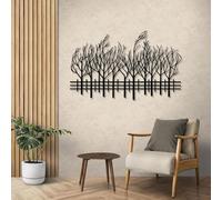 Metal Wall Artwall Decorblack Abstract Tree Branch & Fence Silhouette -Inspired Modern Tree Work Decoration Modern Sculpture For Living Room Bedroom Hallway And S