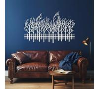Metal Wall Artwall Decorblack Abstract Tree Branch & Fence Silhouette -Inspired Modern Tree Work Decoration Modern Sculpture For Living Room Bedroom Hallway And S