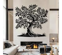 Metal Wall Artwall Decorblack Olive Branch Tree Branch Branch Work Decoration Modern Sculpture For Living Room Bedroom Hallway And Stairs (Black 19"X19" 47X