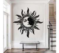 Metal Wall Artwall Decorblack Sun Celestial Sun Work Decoration Modern Sculpture For Living Room Bedroom Hallway And Stairs (Black 19"X19" 47X47Cm)