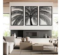 Metal Wall Artwall Decorblack Tropical Palm Tree Coastal Beach Plant Palm Tree Work Decoration Modern Sculpture For Living Room Bedroom Hallway And Stairs Nature Home Deco