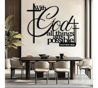 Metal Wall Artwall Decorblack With God All Things Are Possible Bible Verse Bible Verse Work Decoration Modern Sculpture For Living Room Bedroom Hallway And