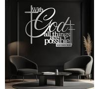 Metal Wall Artwall Decorblack With God All Things Are Possible Bible Verse Bible Verse Work Decoration Modern Sculpture For Living Room Bedroom Hallway And