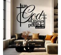 Metal Wall Artwall Decorblack With God All Things Are Possible Bible Verse Bible Verse Work Decoration Modern Sculpture For Living Room Bedroom Hallway And