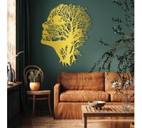 Metal Wall Artwall Decorgold Abstract Face Tree Branch Abstract Bathroom Face Work Decoration Modern Sculpture For Living Room Bedroom Hallway And Stairs Nature Home Decor