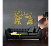 Metal Wall Artwall Decorgold Abstract Face Tree Human Face Bird Work Face Work Decoration Modern Sculpture For Living Room Bedroom Hallway And Stairs Nature Home (Gol