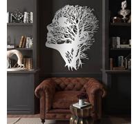 Metal Wall Artwall Decorsilver Abstract Face Tree Branch Abstract Bathroom Face Work Decoration Modern Sculpture For Living Room Bedroom Hallway And Stairs Nature Home Dec