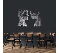 Metal Wall Artwall Decorsilver Abstract Face Tree Human Face Bird Work Face Work Decoration Modern Sculpture For Living Room Bedroom Hallway And Stairs Nature Home (S