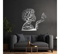 Metal Wall Artwall Decorsilver Abstract Face Tree Woman Butterfly Bedroom Face Tree Work Decoration Modern Sculpture For Living Room Bedroom Hallway And Stairs Nature Home