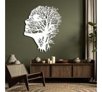 Metal Wall Artwall Decorwhite Abstract Face Tree Branch Abstract Bathroom Face Work Decoration Modern Sculpture For Living Room Bedroom Hallway And Stairs Nature Home Deco