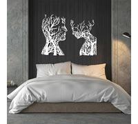 Metal Wall Artwall Decorwhite Abstract Face Tree Human Face Bird Work Face Work Decoration Modern Sculpture For Living Room Bedroom Hallway And Stairs Nature Home (Wh