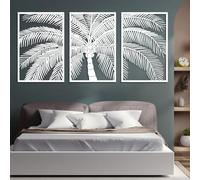 Metal Wall Artwall Decorwhite Tropical Palm Tree Coastal Beach Plant Palm Tree Work Decoration Modern Sculpture For Living Room Bedroom Hallway And Stairs Nature Home Deco