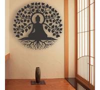 Metal Wall Buddha Statues Hanging Decoration, The Wall Decoration of The Tree of Life, The Iron -Oriented Painting of The Indoor, Indoor Zen Home Decoration(60cm)