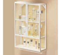 Metal Wall Cabinet with Glass Door & Towel Rack SpaceSaving Over Toilet Storage Elegant Bathroom Organizer for Essentials & Medications