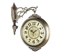Metal Wall Clock Double Sided, Wall-Mounted 3D Rotating Wall Clocks Watch Mute Movement Clocks, Wall Hanging Decorative Clock Home Art Decor