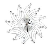 Metal Wall Clock - Modern Round Design, Silver With Diamond Metal Art Dial 3D Crystal Mute Creative Iron European Style Diamond Hanging Clock Decor for Bedroom Living Room, 30cm