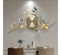 Metal Wall Clock, Modern Silent Decor for Living Room, 3D Butterfly Art, Battery Operated, Suitable for Bedroom, Entrance, and Office