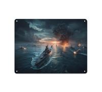 Metal Wall Decor 30x40cm, Naval Battle Scene, Tin Sign | Give a dining area extra character with printed metal signs as a relaxed visual accent.
