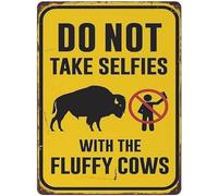 Metal Wall Decor for Living Room Metal Tin Sign Do Not Take Selfies with The Fluffy Cows Wall Decor Retro Poster for Barss Cafes Pubs Home Decoration Tin Sign Art Wall Metal Decor Signs 8"x12"