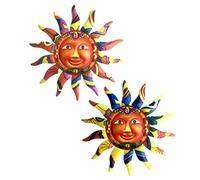 Metal Wall Decor,Garden Decor, Metal Sun Wall Art Decor Retro Sun Face Wall Hanging Decoration Rustic Wall Sculpture for Living Room Bedroom Bar Patio Orange