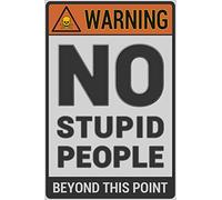 Metal Wall Decor, Garden Sign, Gift Street Sign - No Stupid People Beyond This Point Funny Warning Vintage Metal Sign for Bar, Café, Garage 8x12