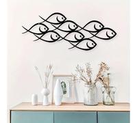 Metal Wall Decor, Large Fish Family, Modern Marine Metal Wall Art, Minimalist Fish Sculpture Hanging Wall Sign,Rustic Home Wall Decor for Indoor Outdoor Kitchen Bathroom Patio Pool or Porch